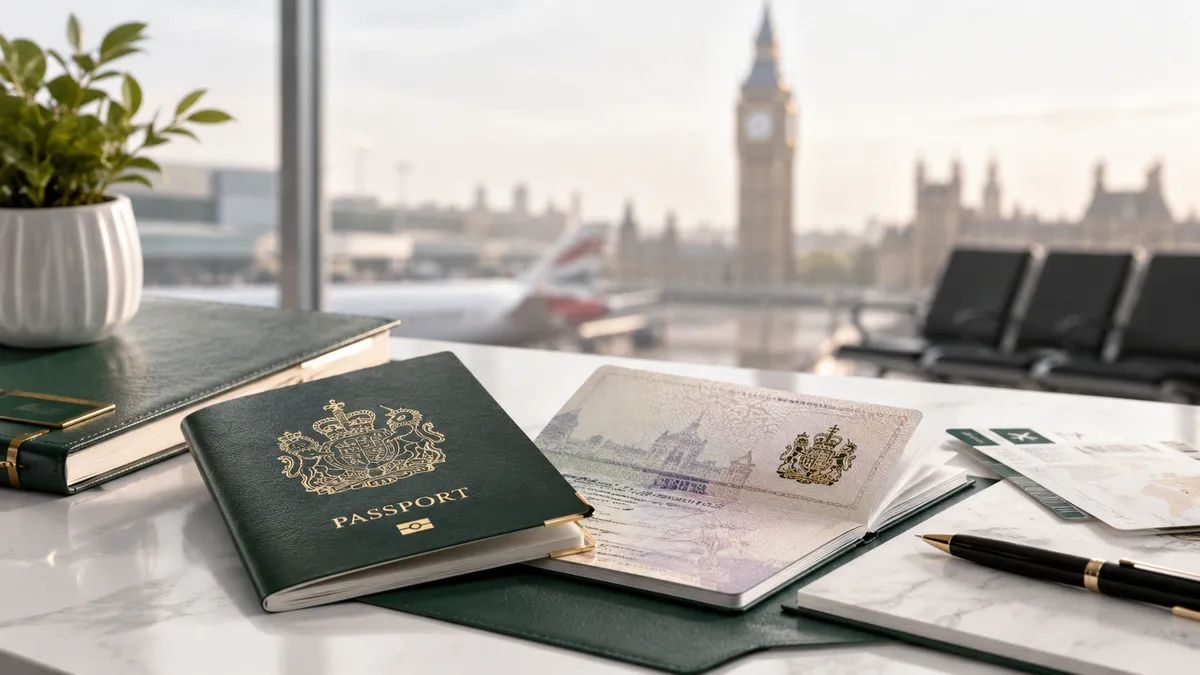 UK visit visa documentation and travel support concept